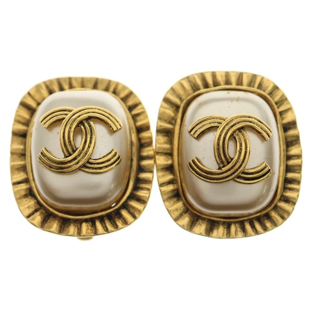 CHANEL シャネル ココマーク ロゴ パール イヤリング ホワイト×ゴールド