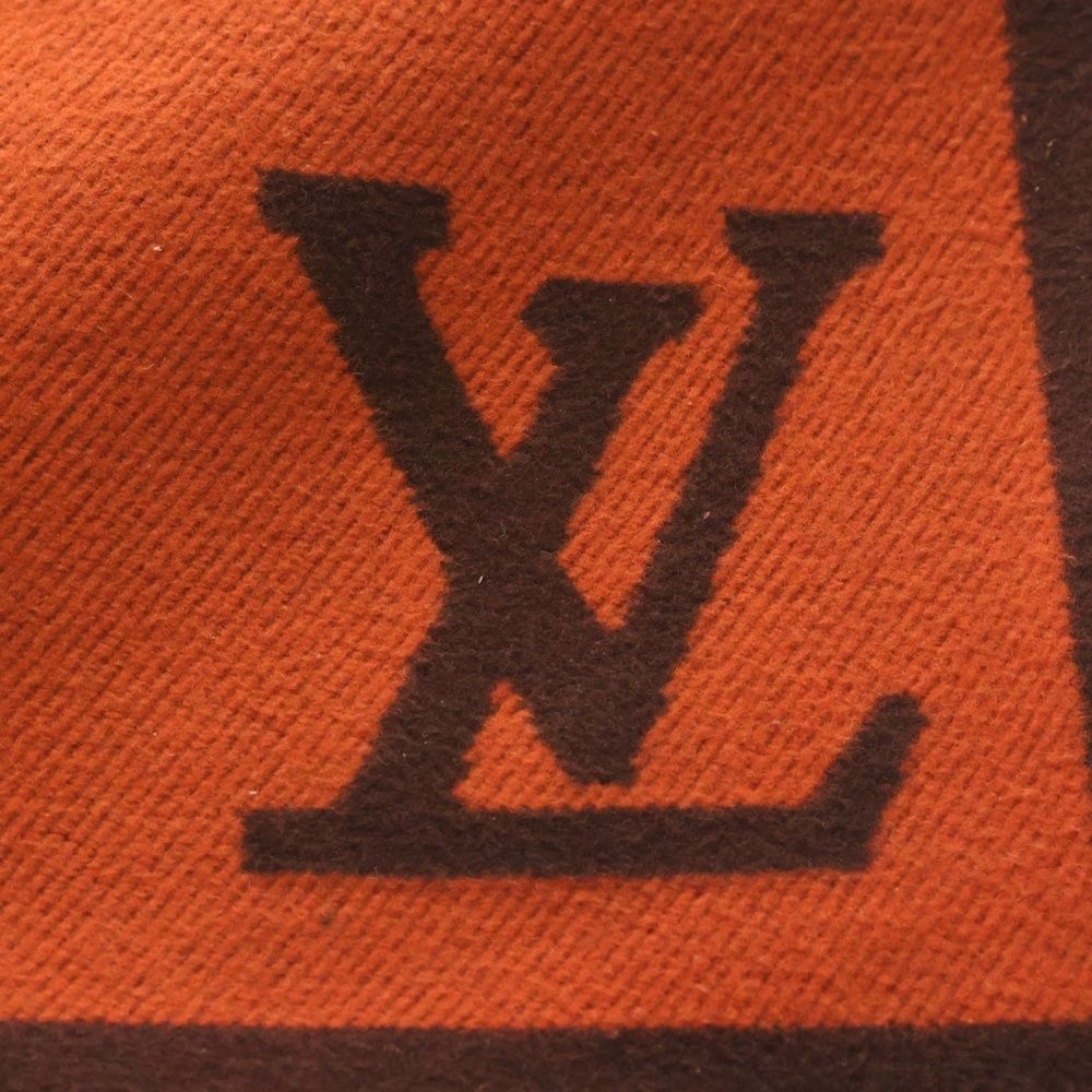 LOUIS VUITTON ルイヴィトン LVロゴ ベルト付カシミヤブランケット オレンジ ブラウン