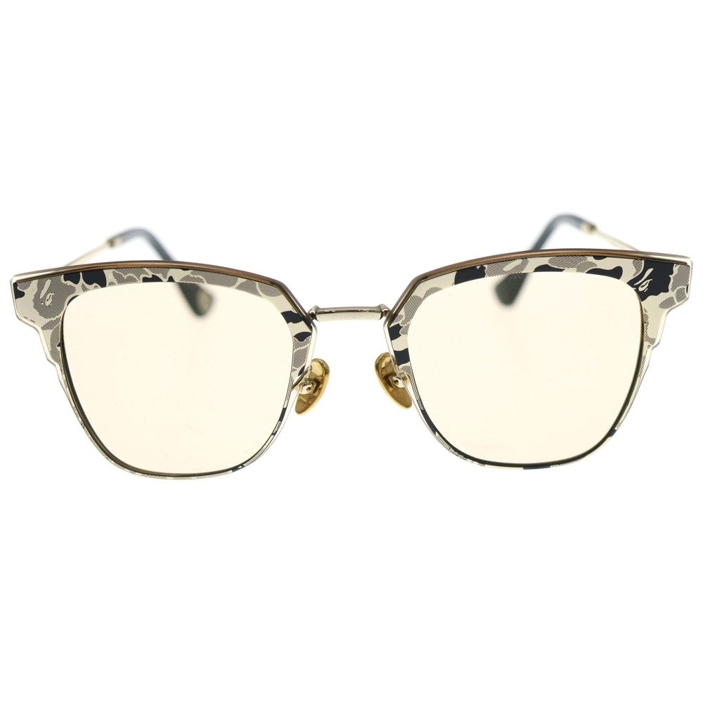 A BATHING APE アベイシングエイプ ウェリントン型 メタルフレーム サングラス 眼鏡 アイウェア ゴールド ブラック BA 13019