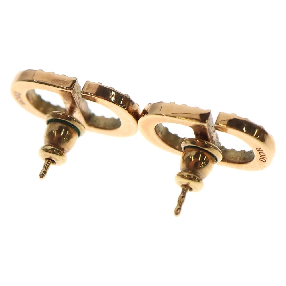 Christian Dior クリスチャンディオール CDロゴ ラインストーン付ピアス ゴールド