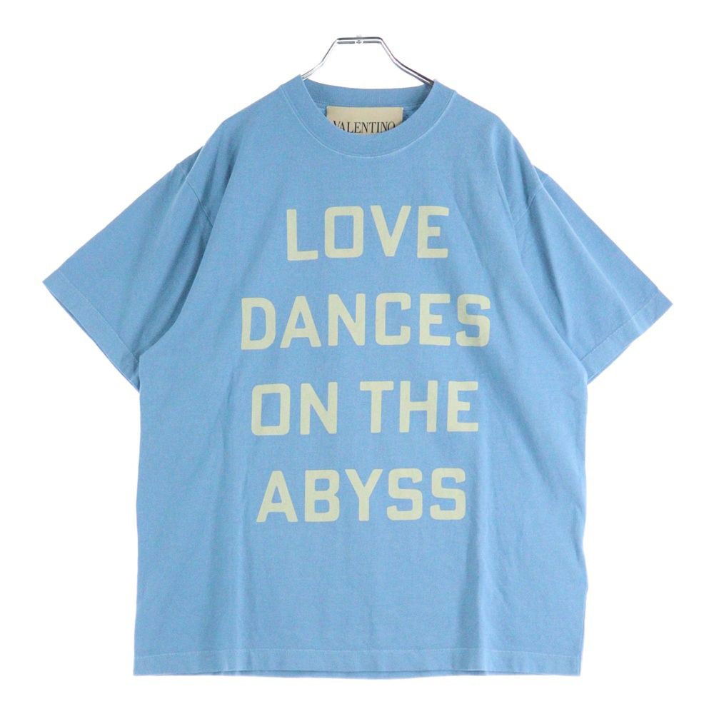 ヴァレンティノ LOVE DANCES ON THE ABYSS ロゴプリント クルーネック 半袖Tシャツ カットソー ライトブルー