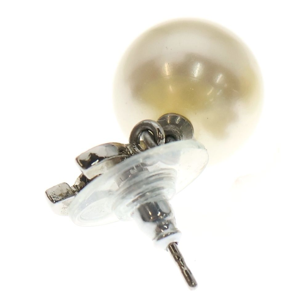 CHANEL シャネル ココマーク ラインストーン パールピアス シルバー金具 GP