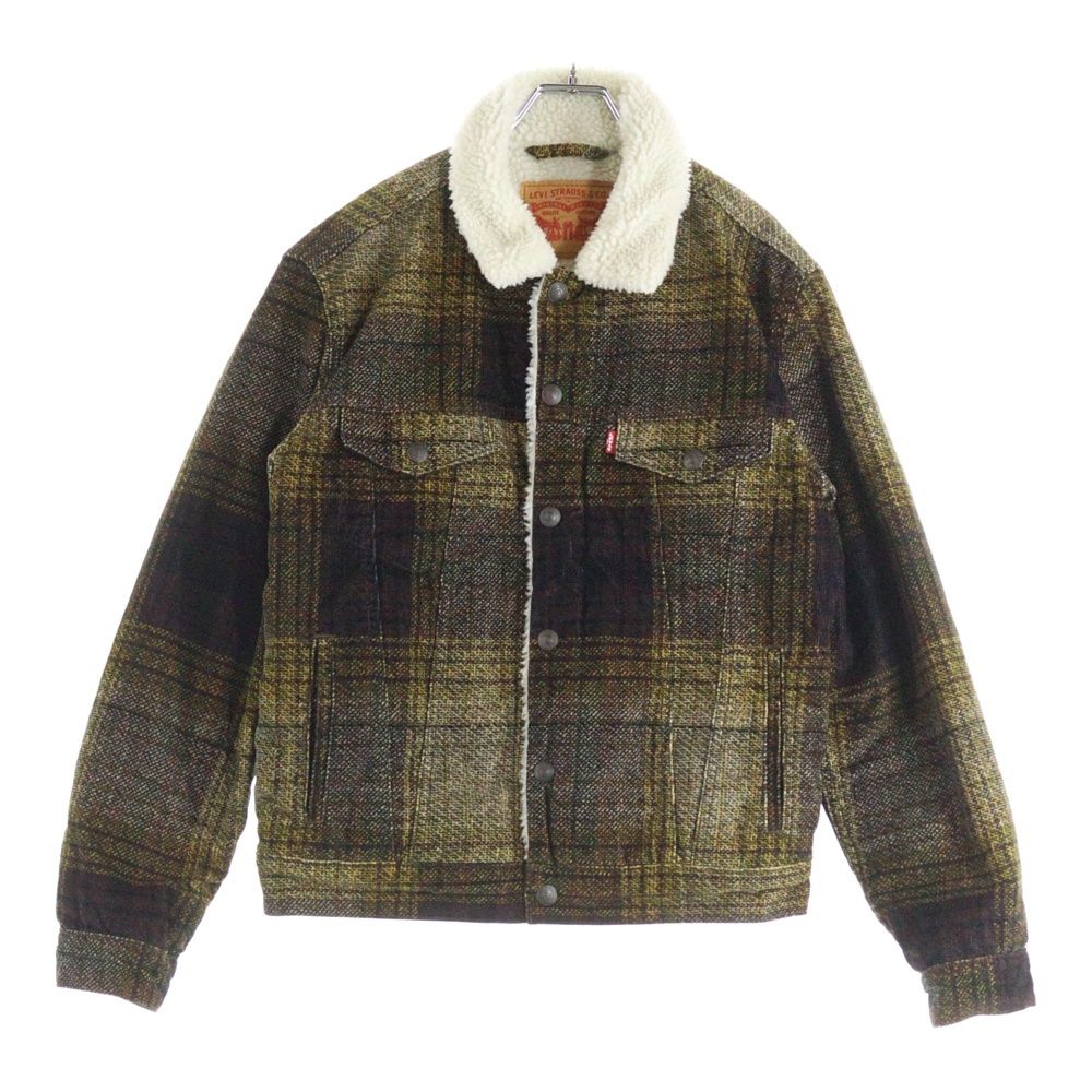 Levi s リーバイス ダブルフラップポケット チェック柄 ボア トラッカージャケット イエロー PC 9 16365 0168