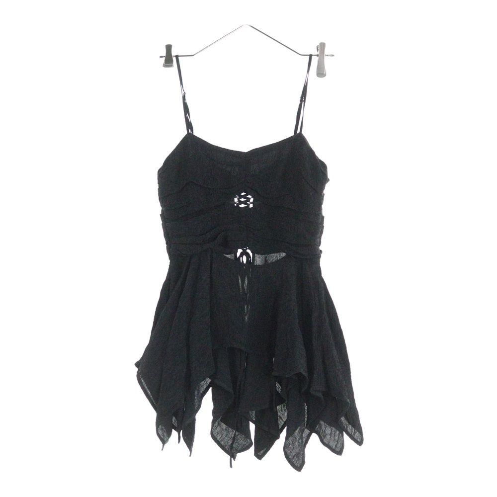 NO BRAND ノーブランド FETICO フェティコ CUTOUT CAMI TOP ボタニカル ジャガード カットアウト キャミ トップ レディース ブラック FTC 242-0106