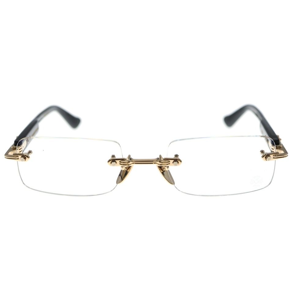 CHROME HEARTS クロムハーツ DEEP 1 ディープ1 フローラルクロステンプル リムレス サングラス メガネ 眼鏡 ブラック ゴールド 54 21ー146