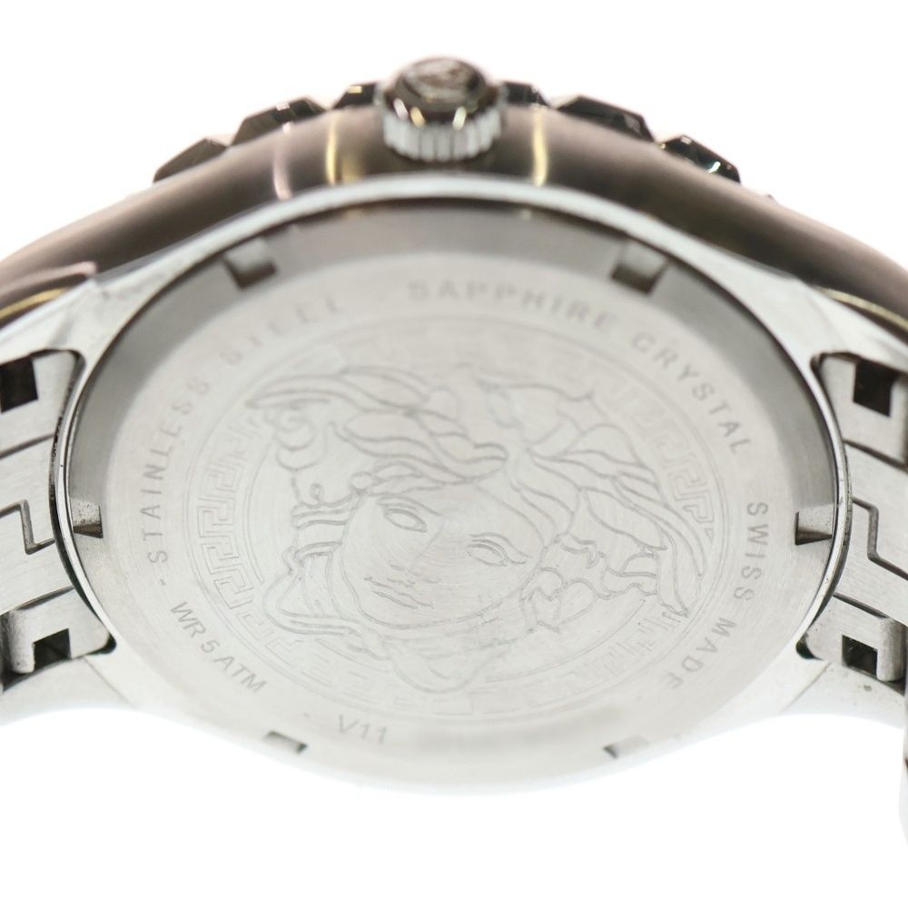  VERSACE ヴェルサーチ GMT ヘレニウム メデューサ ロゴ クォーツ ウォッチ 黒文字盤 腕時計 シルバー ブラック 29499 その他 時計