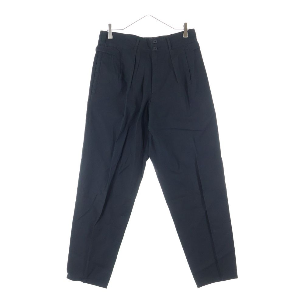 Y s for men ワイズフォーメン 90 ストライプデザイン サイドアジャスター コットン ツータックパンツ ブラック MP P 05 019