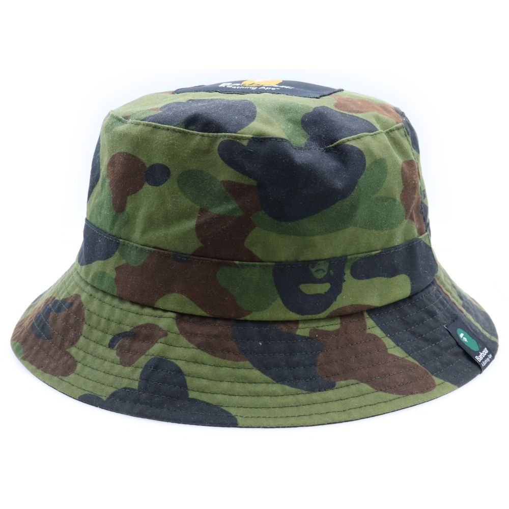 A BATHING APE アベイシングエイプ 21 AW BARBOUR SPORTS HAT BAPE CAMO バブアー スポーツ ベイプ カモ バケットハット 帽子 カーキ