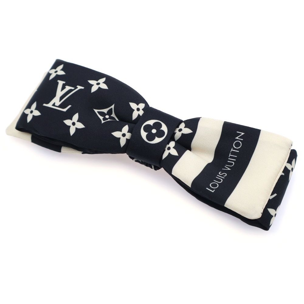 LOUIS VUITTON ルイヴィトン モノグラム シルエット シルクボウタイ ヘアピン バレッタ ブラック ベージュ M 03314