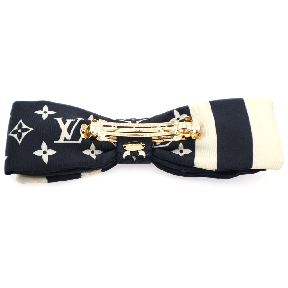 LOUIS VUITTON ルイヴィトン モノグラム シルエット シルクボウタイ ヘアピン バレッタ ブラック ベージュ M 03314