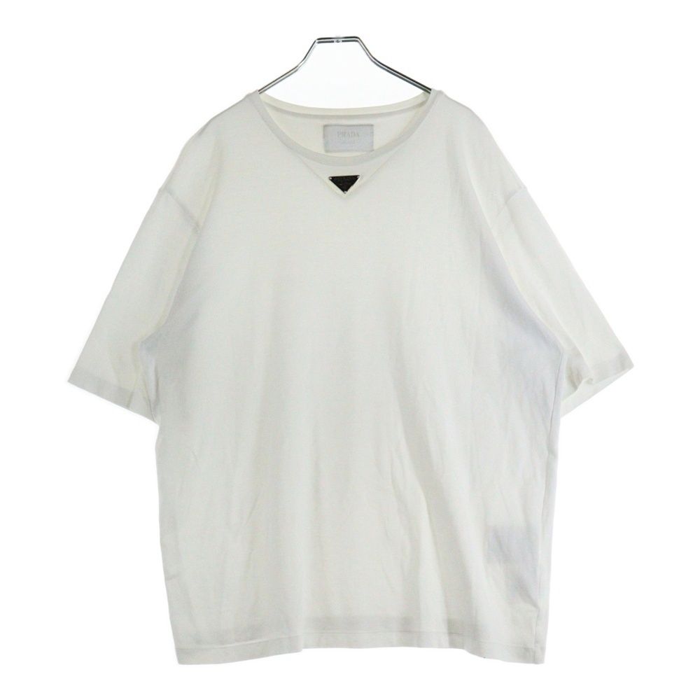 PRADA プラダ フロントトライアングルロゴプレート クルーネック 半袖Tシャツ ホワイト UJN 861 S 232 240