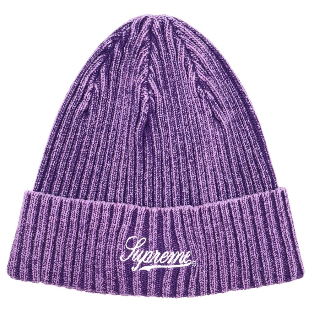 SUPREME シュプリーム 21 SS Bleached Rib Beanie ブリーチリブビーニー ロゴ刺繍ニット帽 帽子 パープル