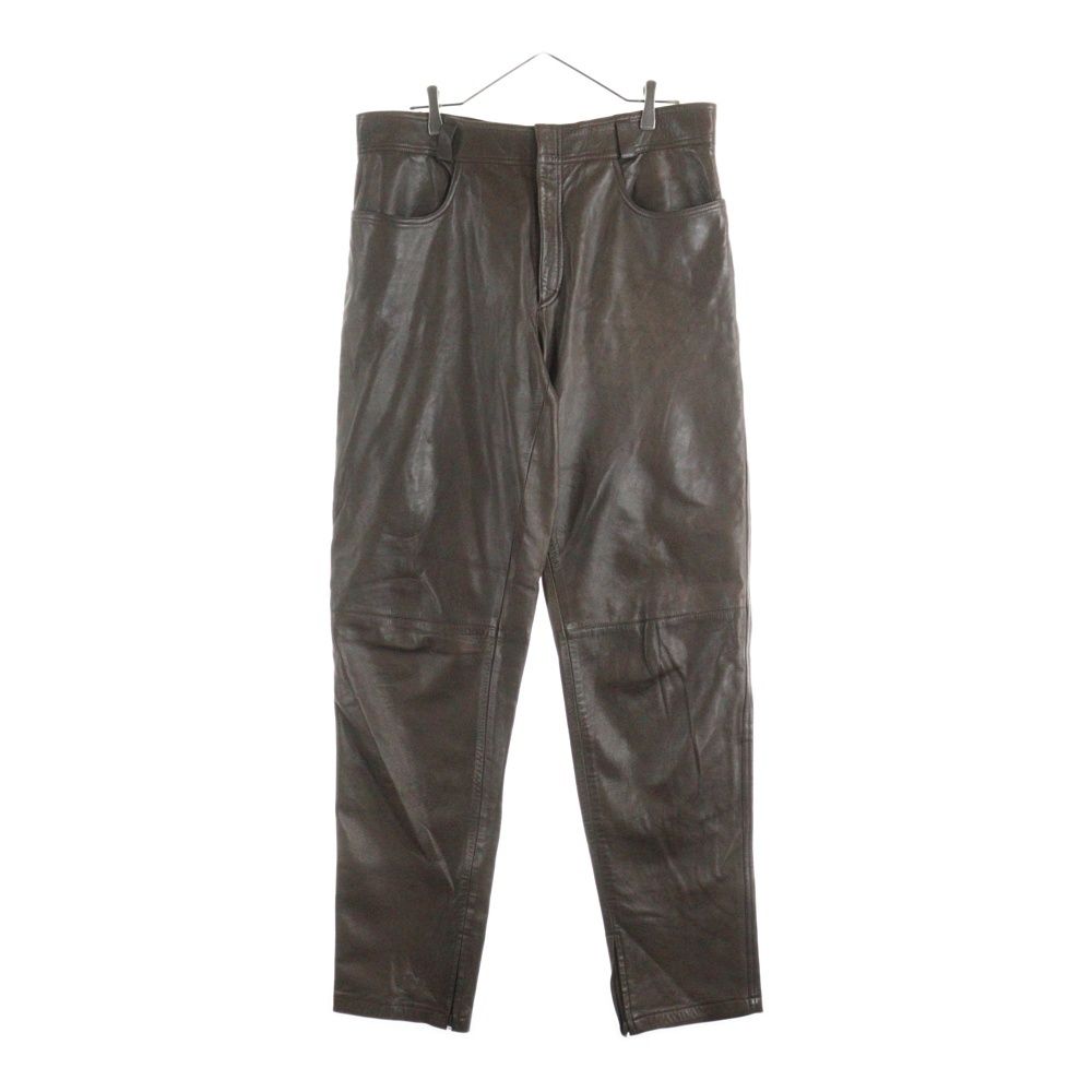 GIANNI VERSACE ジャンニ ヴェルサーチ ストレート レザーロングパンツ ブラウン