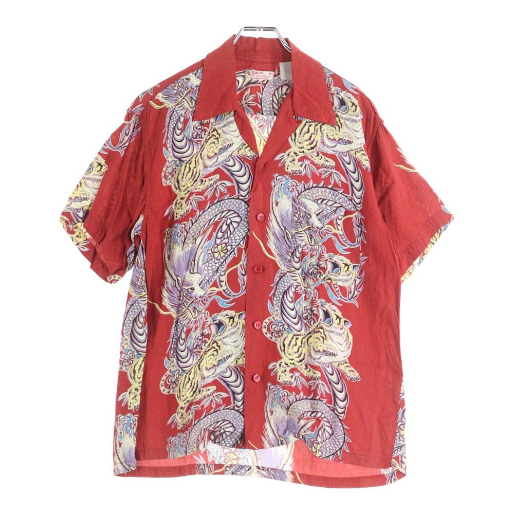 SUN SURF サンサーフ SPECIAL EDITION TORNADO TIGER トルネードタイガー レーヨン 半袖 アロハシャツ レッド SS 38417