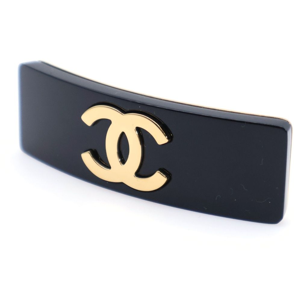 CHANEL シャネル ココマーク バレッタ ブラック ゴールド ヘア B 24