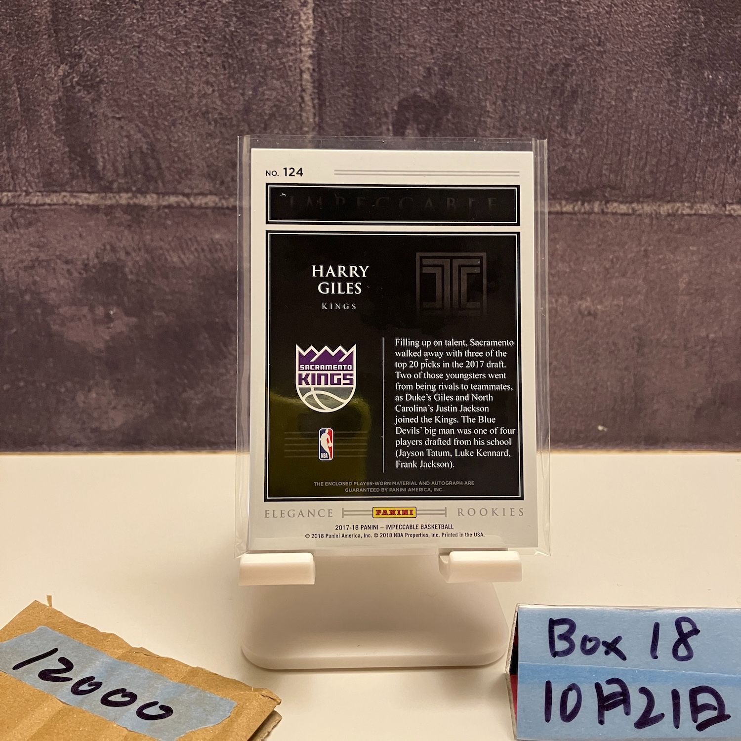 2017-18 Panini Harry Giles 14 25 直筆サインカード Sacramento Kings RC ルーキー Rookie ジャージ カード