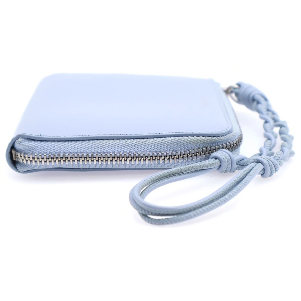  JIL SANDER ジルサンダー フロントロゴデザイン 編み込みストラップ付 ジップウォレット 財布 ブルー 長財布 小物