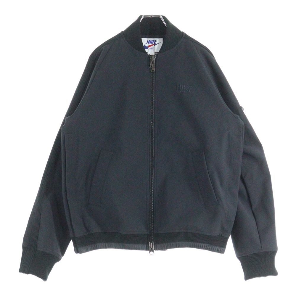 NIKE ナイキ 24 AW ×Sacai JACKET 1 サカイ ロゴエンブロイダリー ジップアップ トラックジャケット MA-1 ブラック FV 4857-010