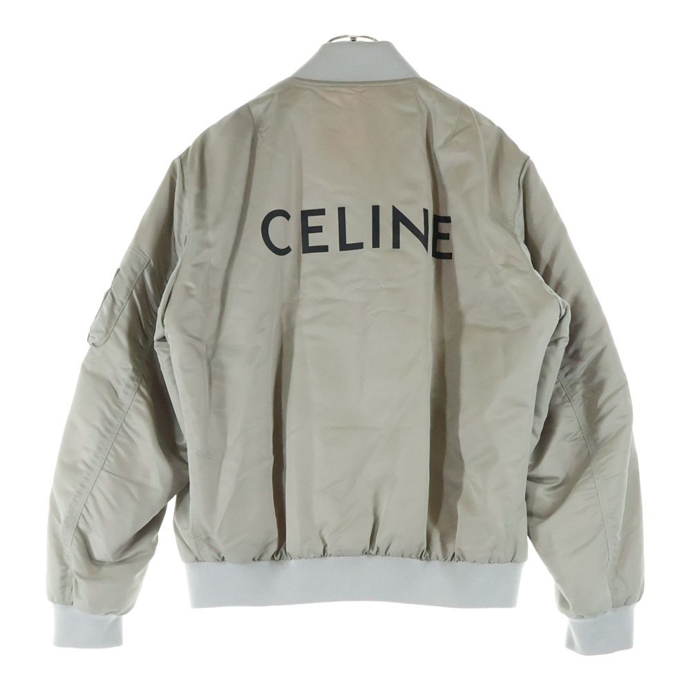 CELINE セリーヌ 21 AW バックロゴプリント ジップアップ フライト ボンバージャケット ブルゾン グレー