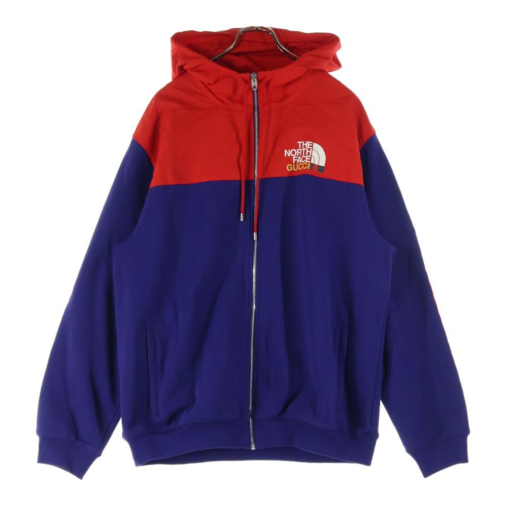 GUCCI (グッチ) ロゴ刺繍 バイカラージップアップブルゾン レッド