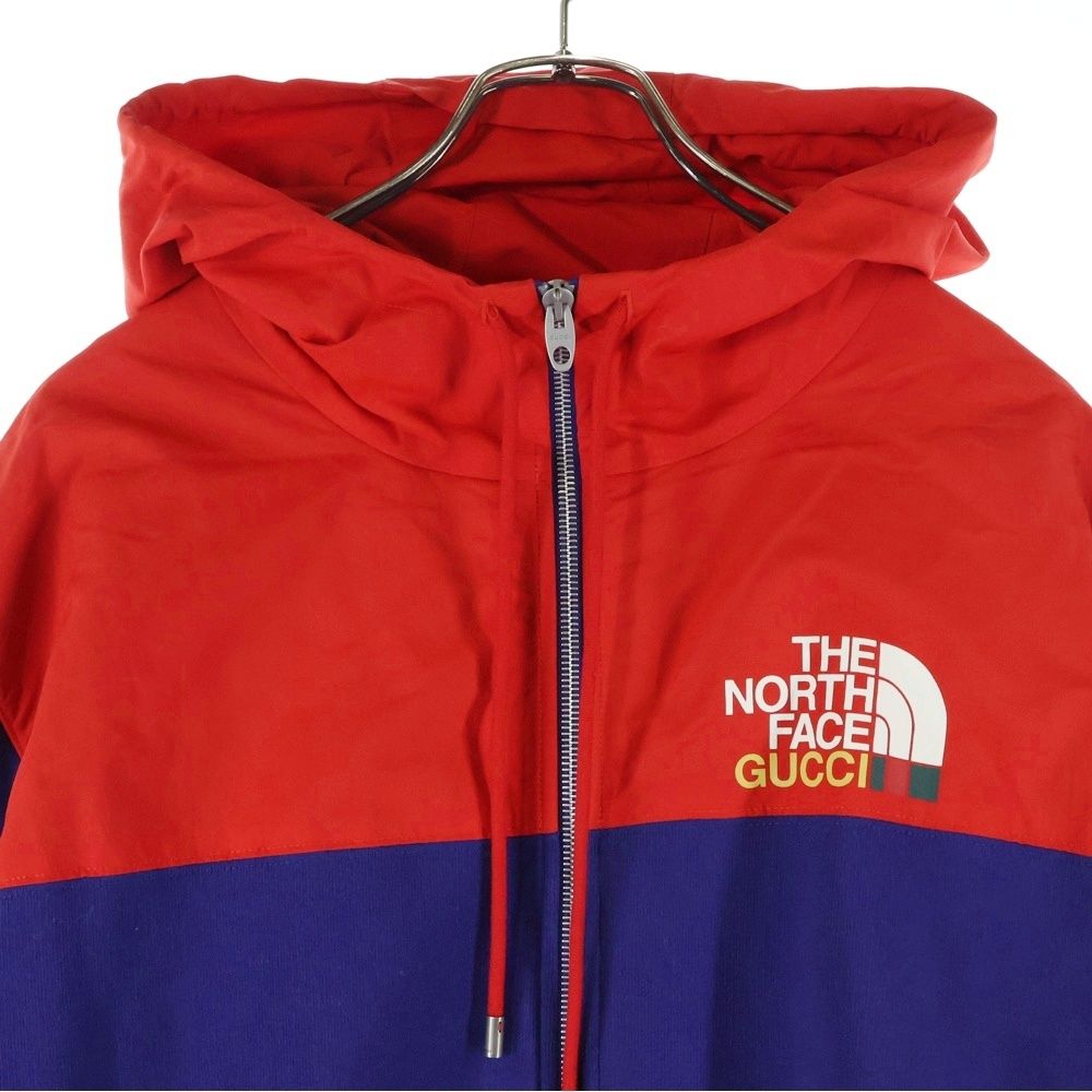 GUCCI (グッチ) ロゴ刺繍 バイカラージップアップブルゾン レッド