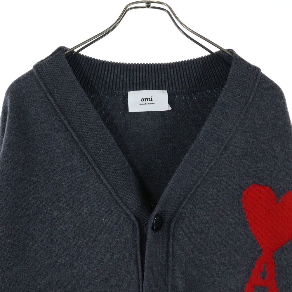 AMI PARISグレー ハートロゴ カーディガン AMI Paris Ami De Coeur