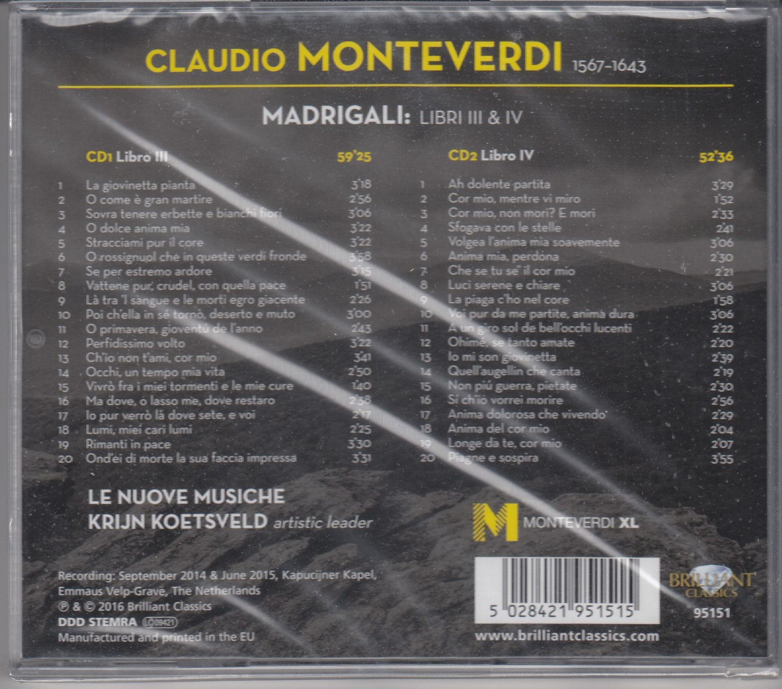 2CD/Brilliant]モンテヴェルディ:マドリガーレ集第3巻&マドリガーレ集