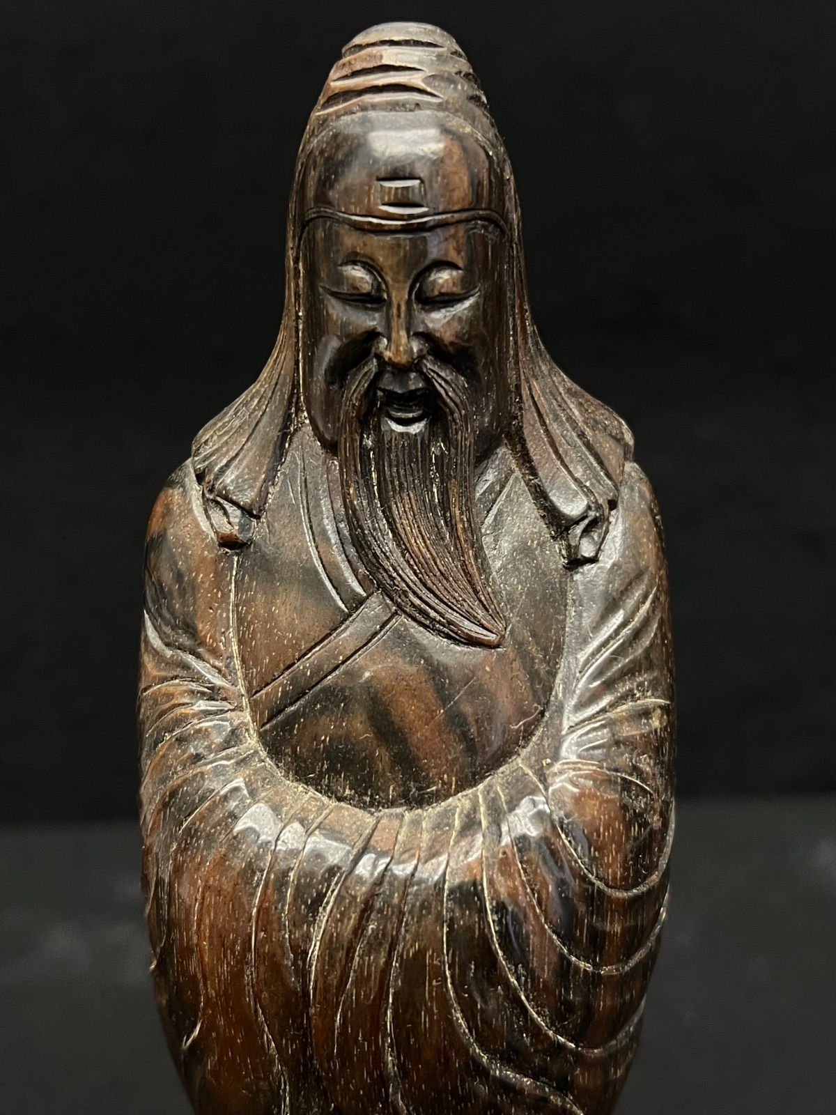 中国木彫り / 木彫り】置物 老人 縁起物 神様 中国 骨董品 - メルカリ