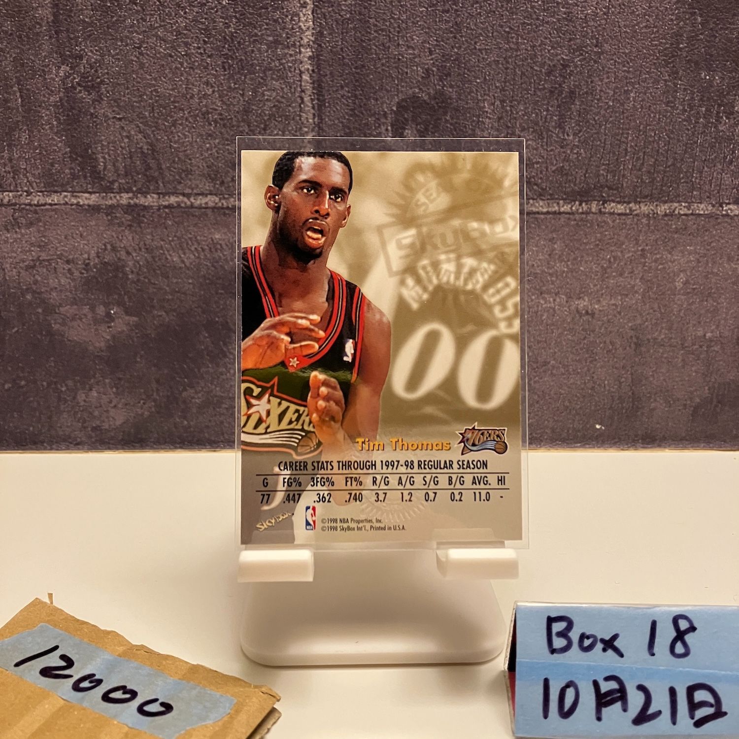 1998 SkyBox Tim Thomas 直筆サインカード Philadelphia 76 ers Autographics カード
