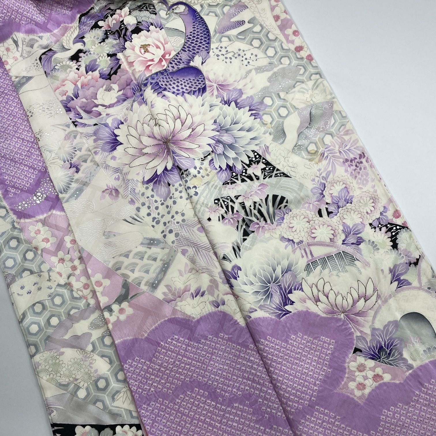  振袖 正絹 着物 同梱 リメイク用 着付け N 052 振袖 着物