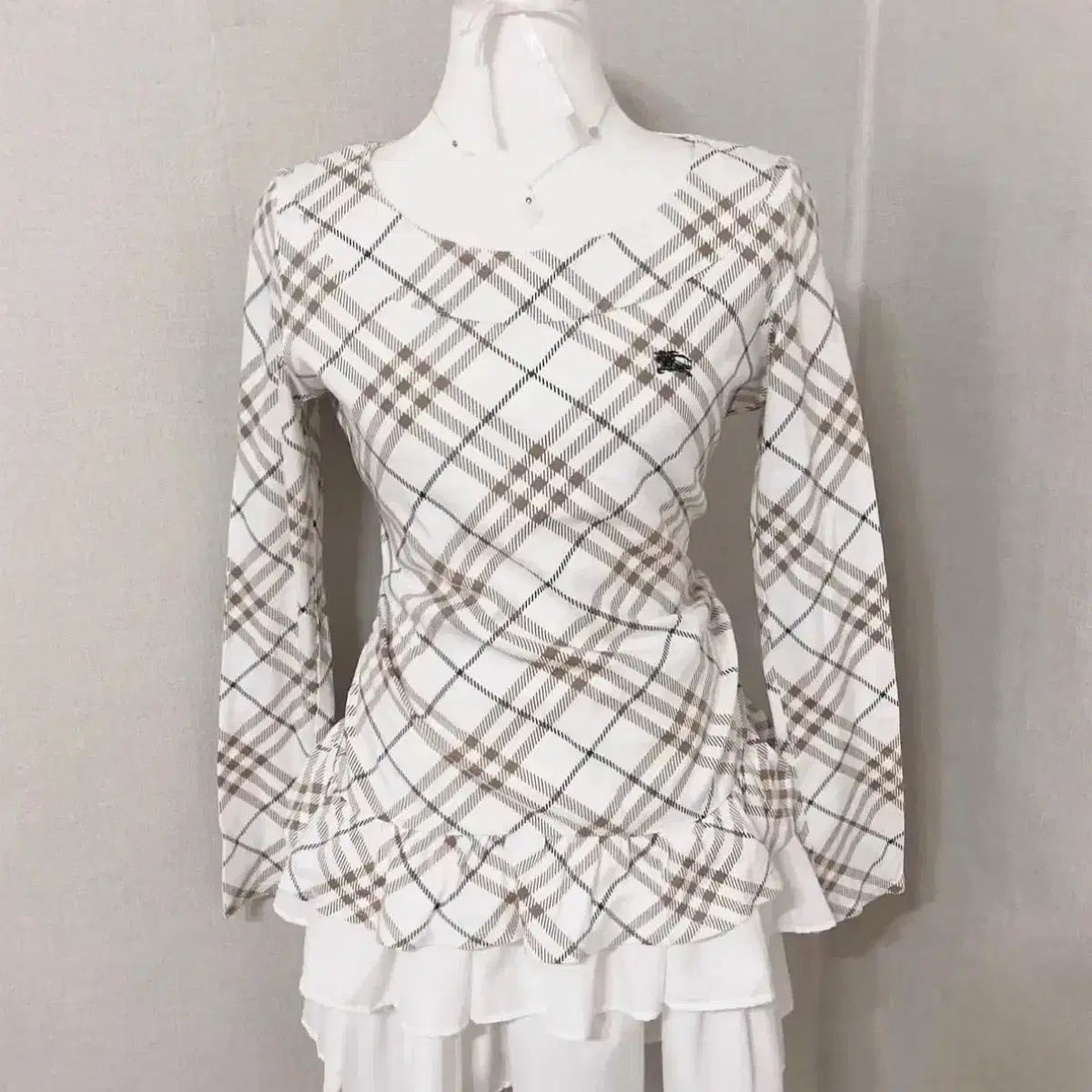 バーバリー ブルーレーベル チェック シャツ ロングスリーブ ラテ ヴィンテージ