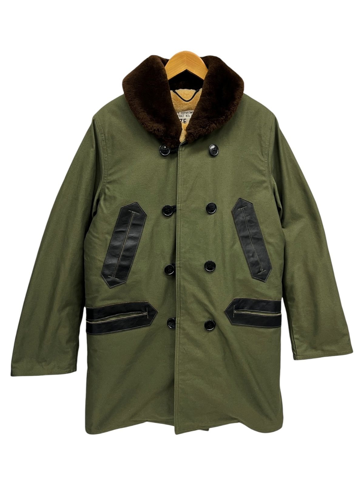 THE REAL McCOY’S ザリアルマッコイズ NAVAL FACTORY エクストリームウェザー デッキコート ネックムートン ミリタリージャケット 36 カーキ メンズ 028