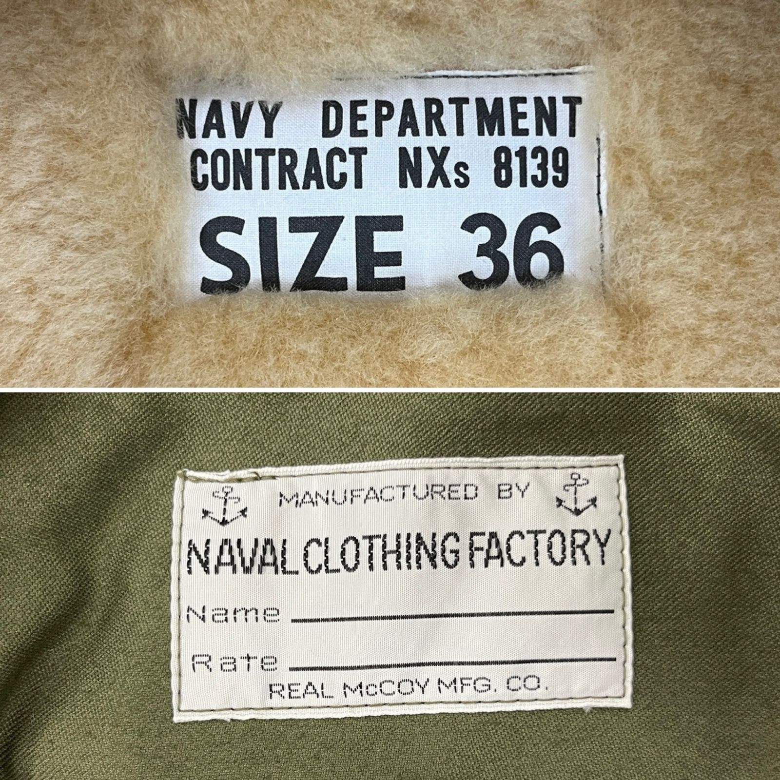 ジャケット・アウター REAL McCOY'S NAVAL CLOTHING FACTORY THE REAL McCOY'S (ザリアルマッコイズ) NAVAL CLOTHING FACTORY