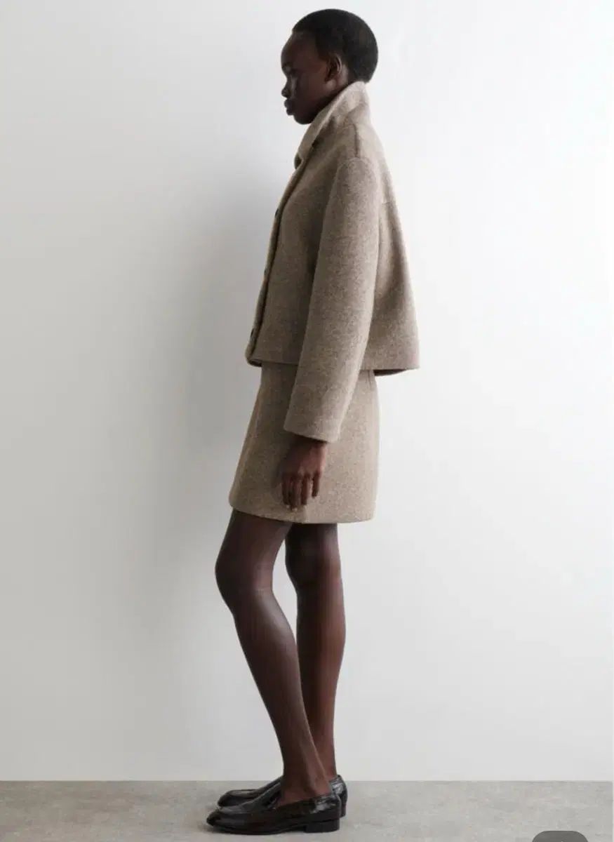 COS コス レディース ボイルド ウール ブレンド ミニ スカート ベージュ メランジ