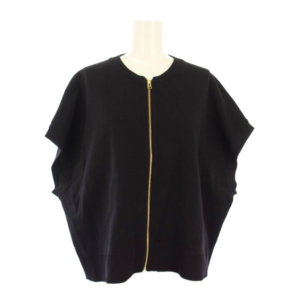 アンフィーロ UNFILO 24 AW スリーブレスブルゾン ジップアップ ニット M ブラック TK