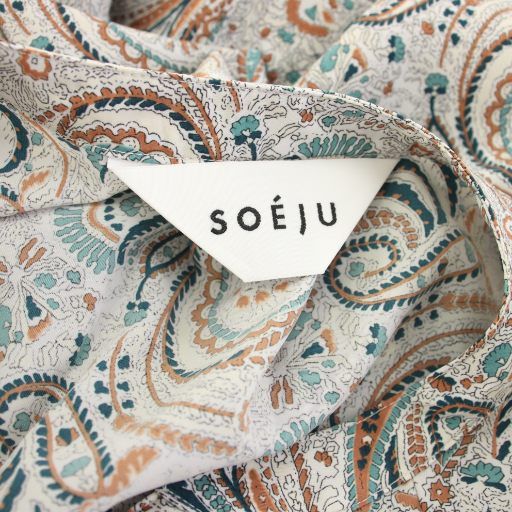 ソージュ SOEJU ペイズリー柄ワンピース ロング 長袖 F グレー