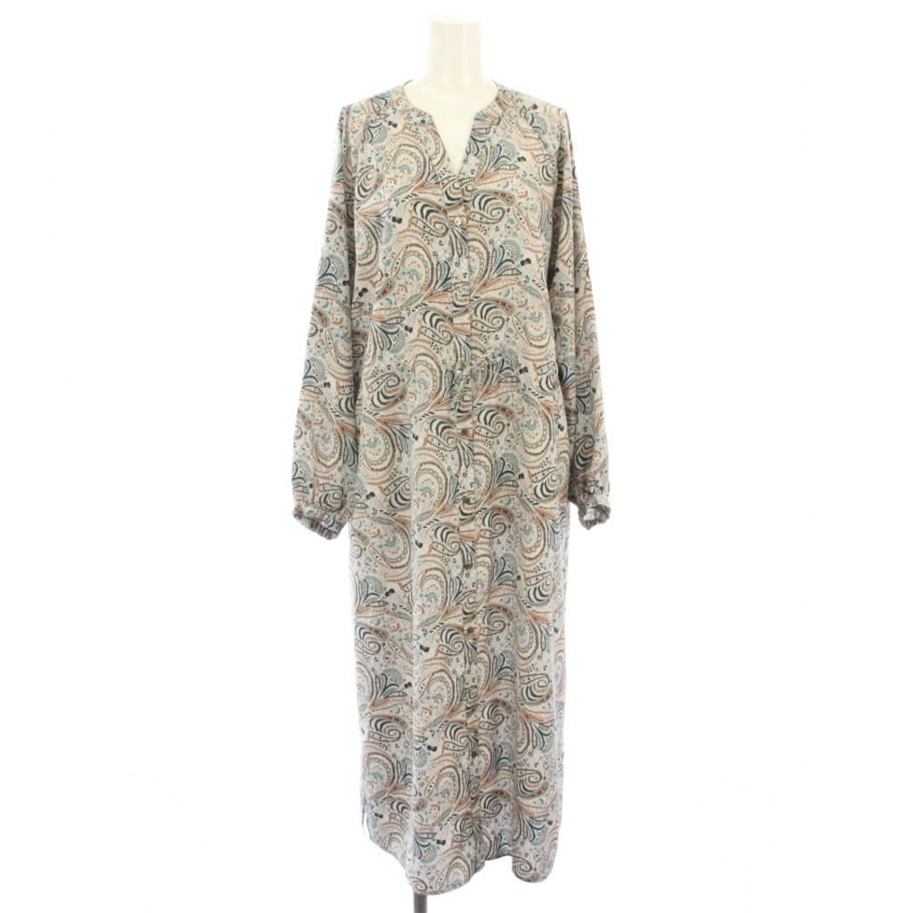 ソージュ SOEJU ペイズリー柄ワンピース ロング 長袖 F グレー