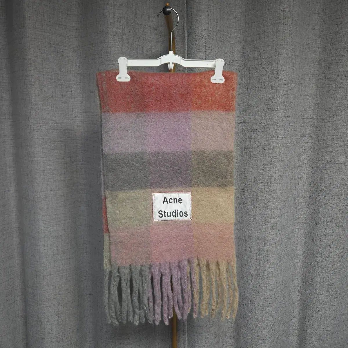 Acne Studios アクネストゥディオズ モヘア チェック マフラー ピンク