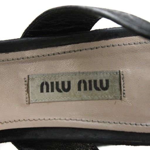 ミュウミュウ miumiu サンダル チャンキーヒール ストラップ スエード