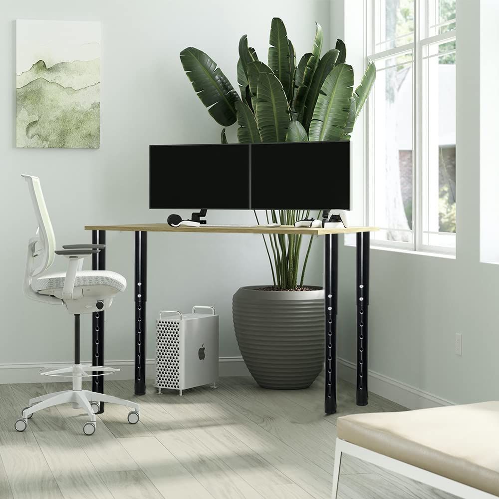 QLLY 伸縮式テーブル脚 丸いアイアンパイプ 高さ調整 直径5 cm 丈夫で高耐久耐荷重高 DIY家具脚 椅子レッグ 置き換え足 4本セット 60-100 ブラック 黒