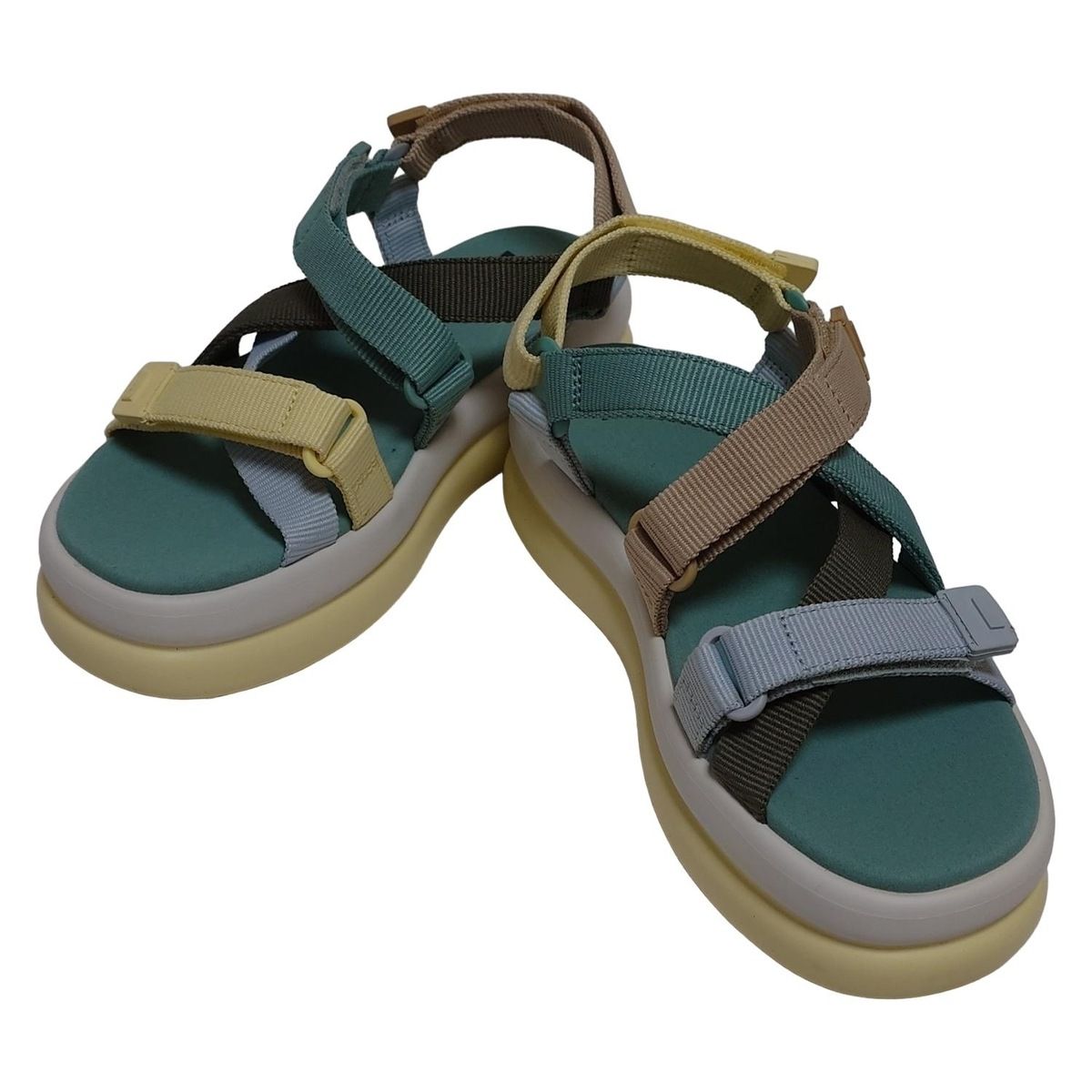 CAMPER カンペール サンダル 37 レディース - ライトグレー×グレーベージュ×マルチ