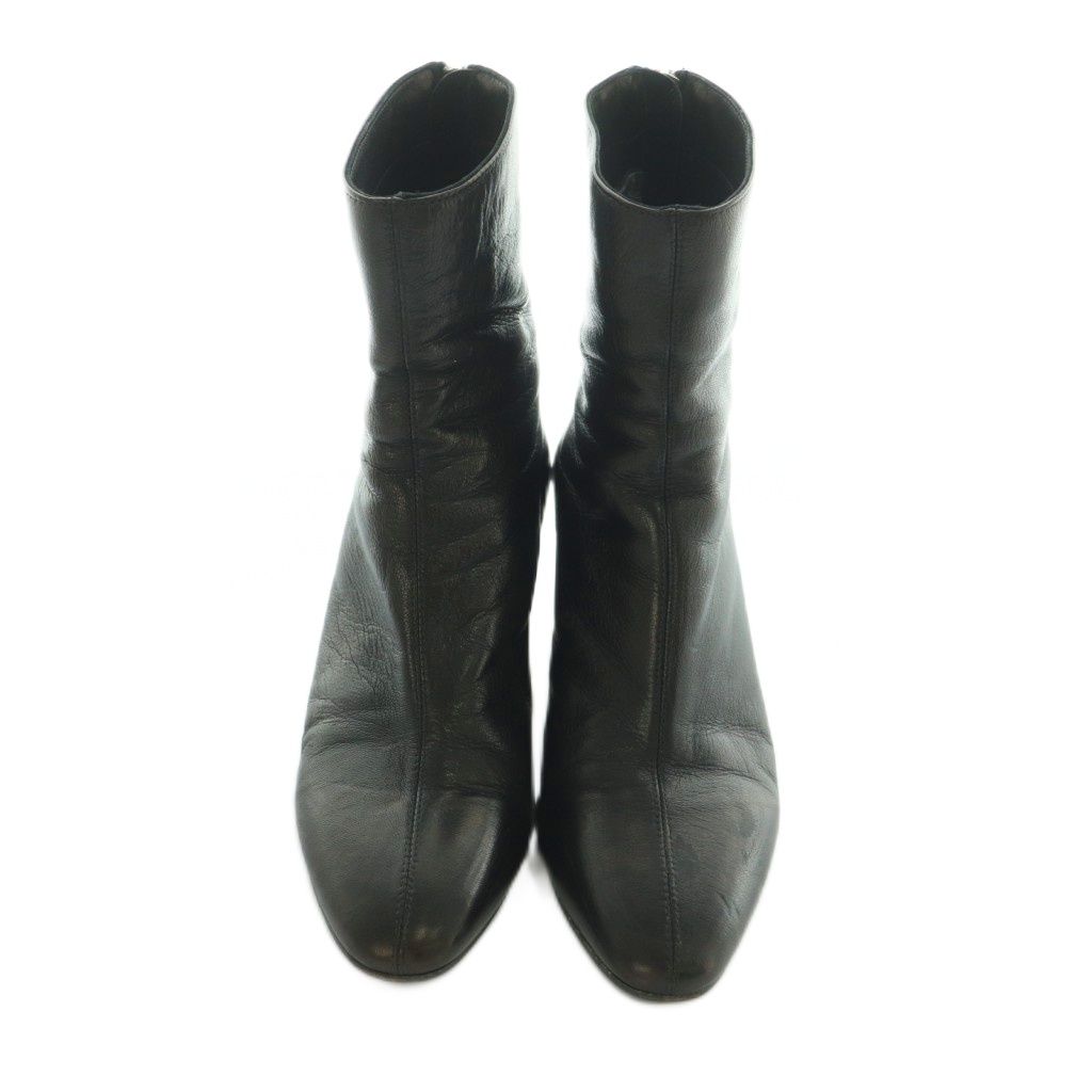 FABIO RUSCONI 黒 レザー ショートブーツ ヒール5.5cm FABIO RUSCONI(ファビオルスコーニ) ショートブーツ 36 - 黒 レザー