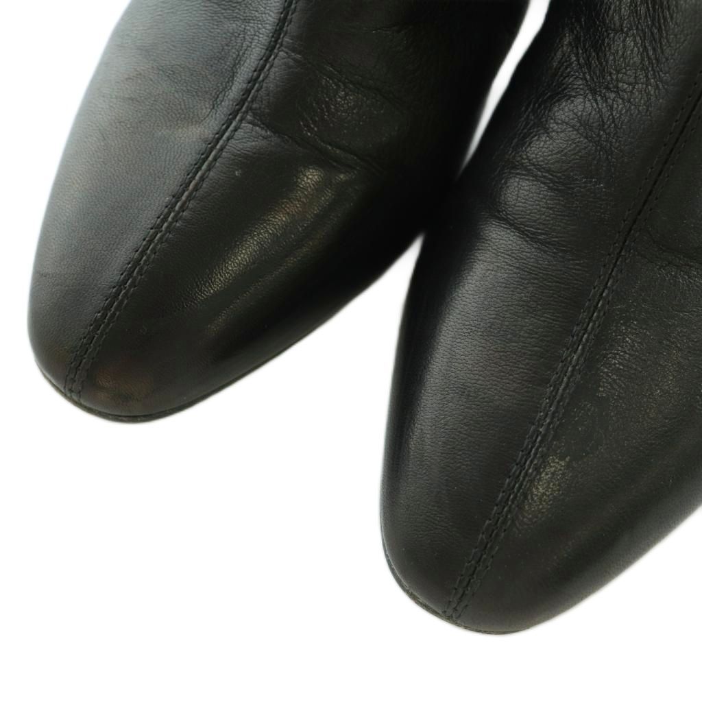 FABIO RUSCONI 黒 レザー ショートブーツ ヒール5.5cm FABIO RUSCONI(ファビオルスコーニ) ショートブーツ 36 - 黒 レザー