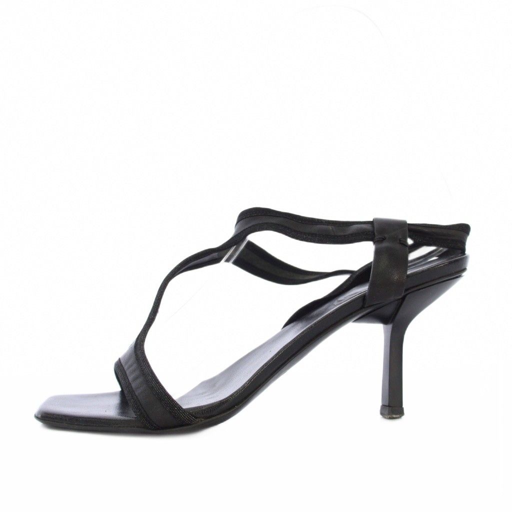 グッチ GUCCI サンダル ストラップ レザー スクエアトゥ 34.5cm C