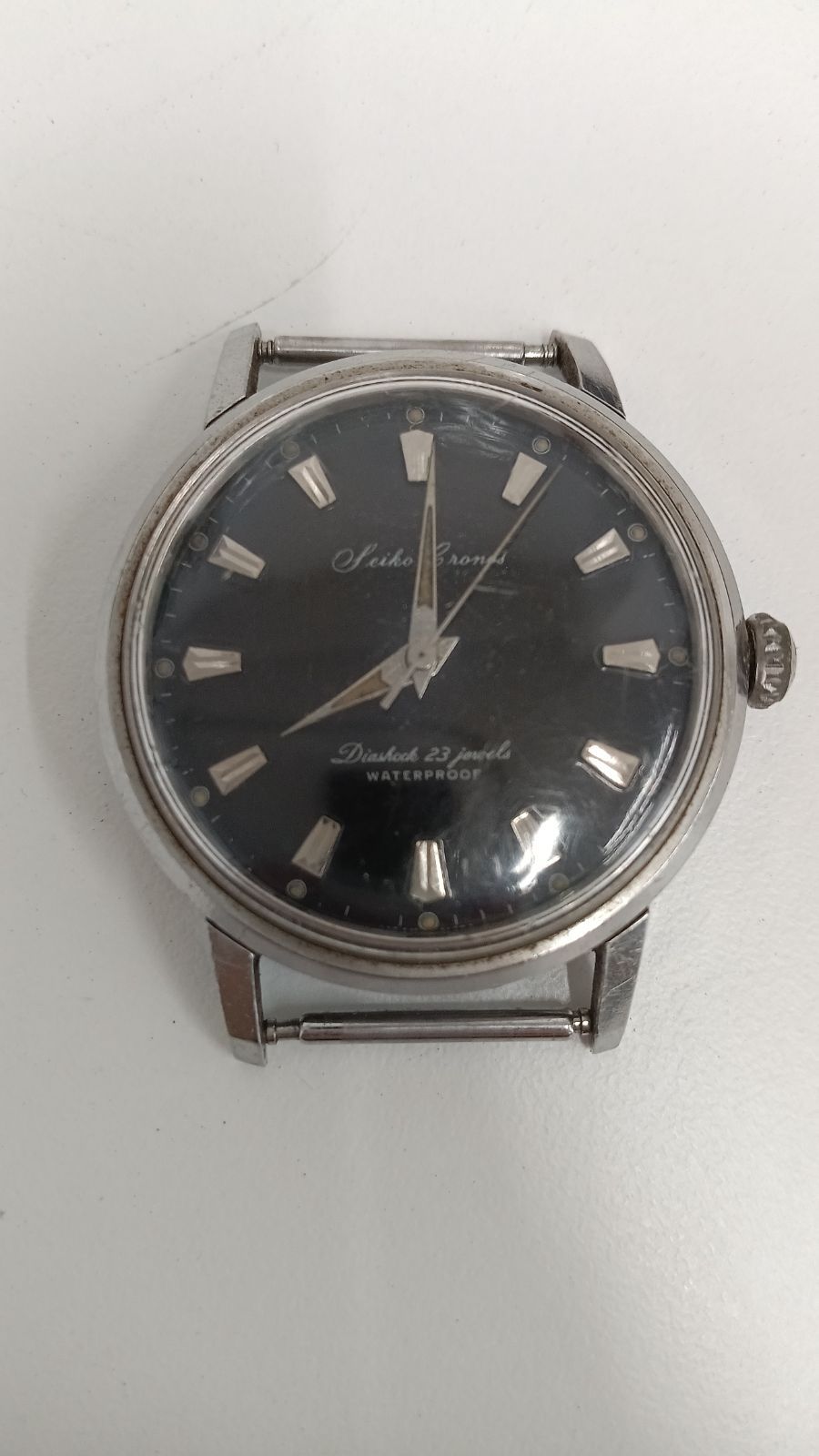 SEIKO Cronos J 13028 セイコー クロノス 23石 タツノオトシゴ ブラックミラー文字盤 黒文字盤 手巻き