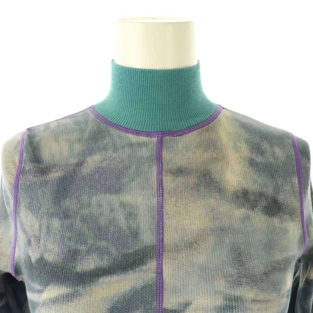 ディーゼル DIESEL ニット カットソー 長袖 総柄 ハイネック コットン