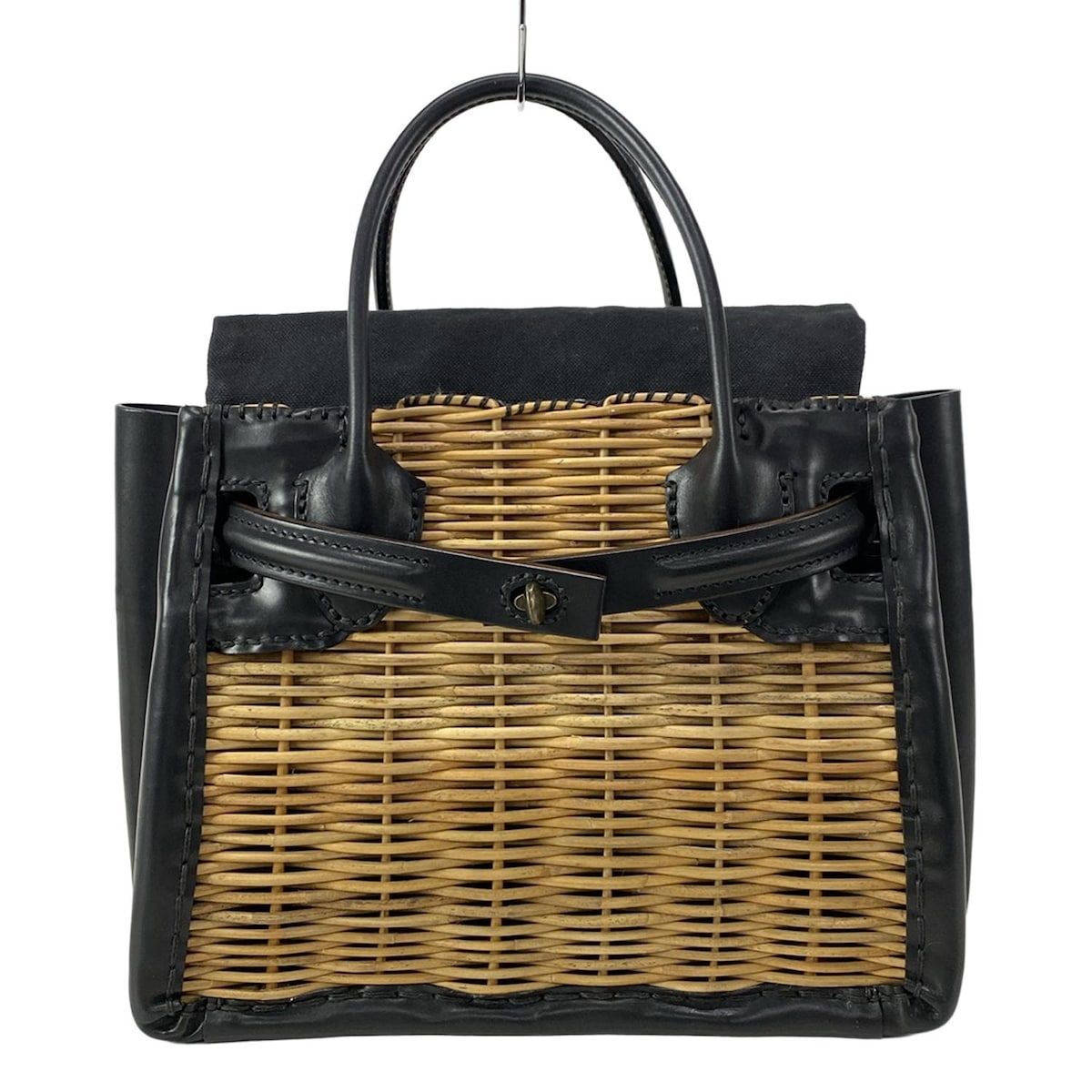 ebagos エバゴス ハンドバッグ スタイリストバッグ ベージュ×黒 レザー