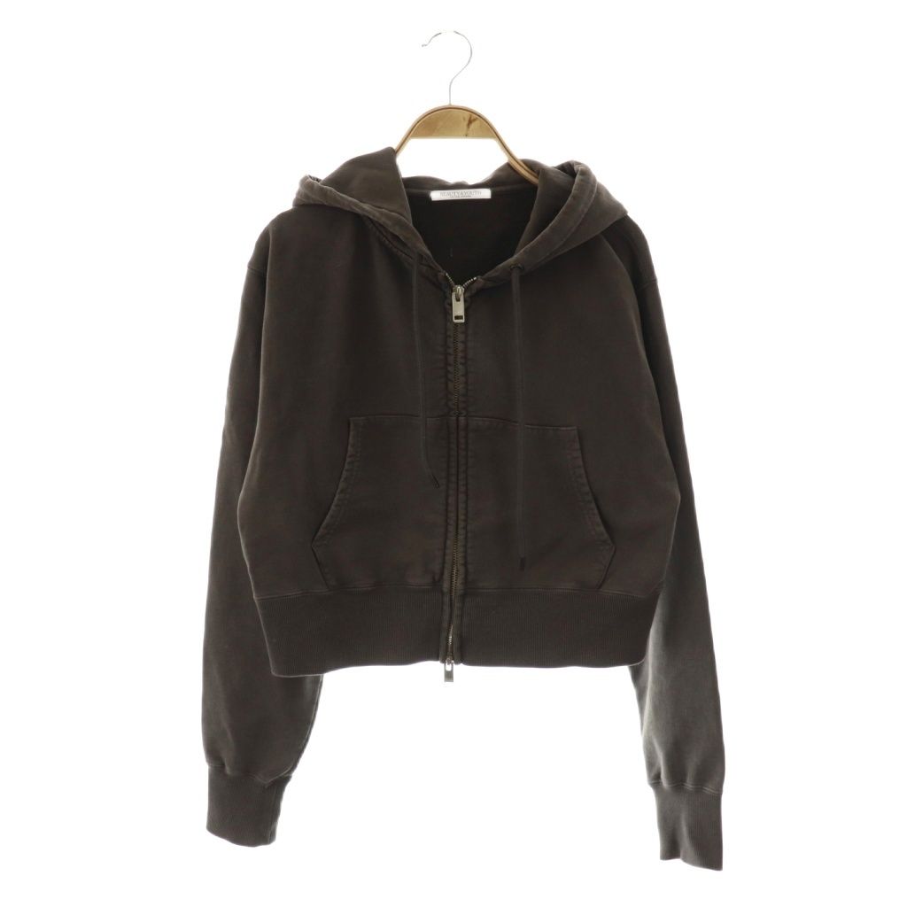 B-Y ユナイテッドアローズ BEAUTY-YOUTH ビューティー-ユース 25 AW コットンショートフロントジップパーカー 長袖 チャコールグレー DO OS