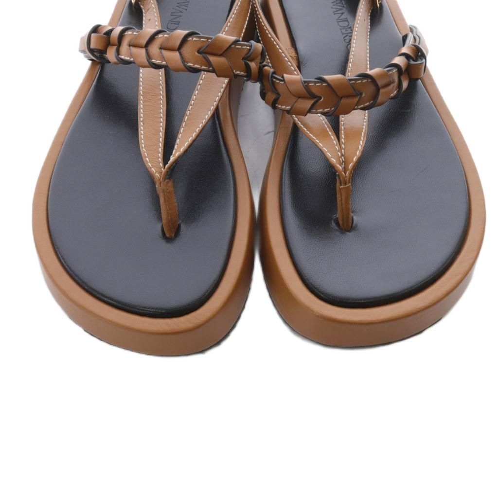  ジェイダブリューアンダーソン レザートングフラットサンダル 35 茶 ブラウン サンダル サンダル ミュール