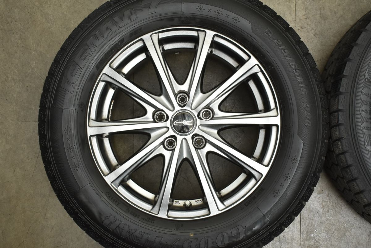  デュアリス プレサージュ等に ユーロスピード 16 in 6 5 J 38 114 3 グッドイヤー アイスナビ7 215 65 R アルファード ヴェルファイア 16インチ タイヤ ホイールセット